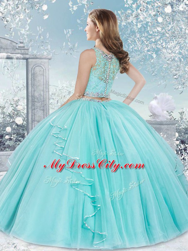 Exquisite Gold Sweet 16 Quinceanera Dress Military Ball and Sweet 16 and Quinceanera with Beading and Lace Scoop Sleeveless Clasp Handle