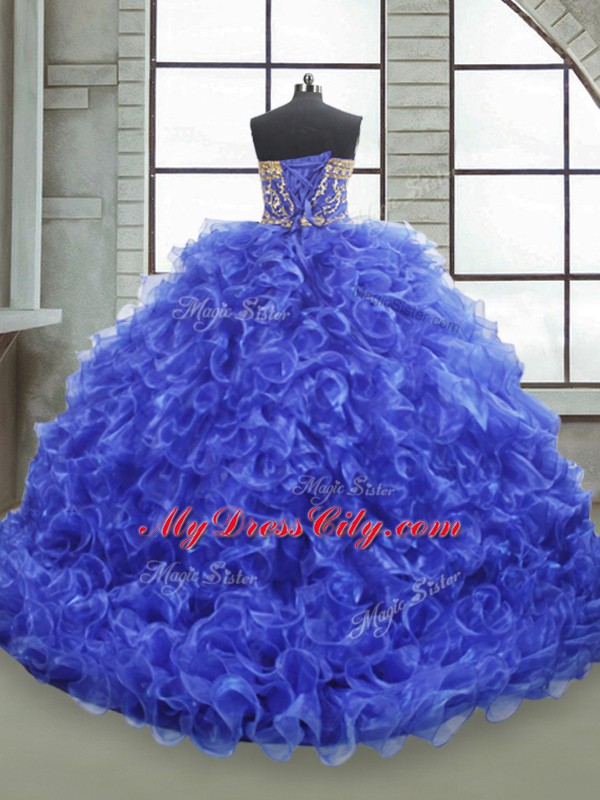 Most Popular Organza Sleeveless Floor Length Sweet 16 Quinceanera Dress and Beading and Appliques and Ruffles