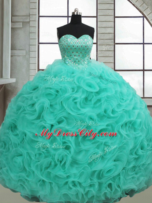 Designer Turquoise Sweetheart Neckline Beading Sweet 16 Dresses Sleeveless Lace Up