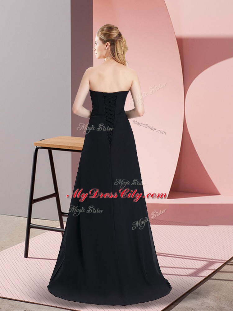 Fitting Sleeveless Lace Up Floor Length Beading Evening Dress