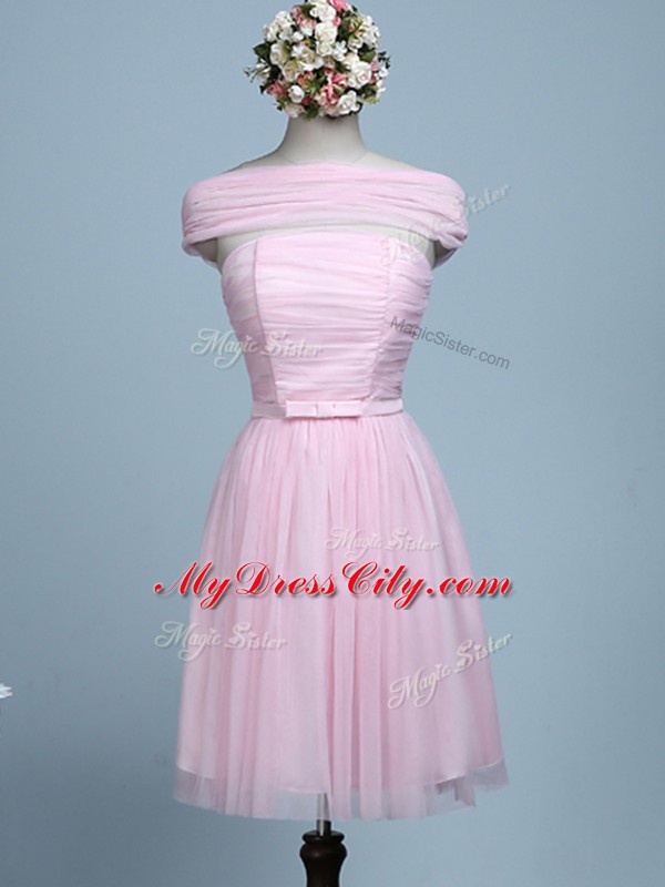 Baby Pink Sleeveless Mini Length Belt Side Zipper Court Dresses for Sweet 16