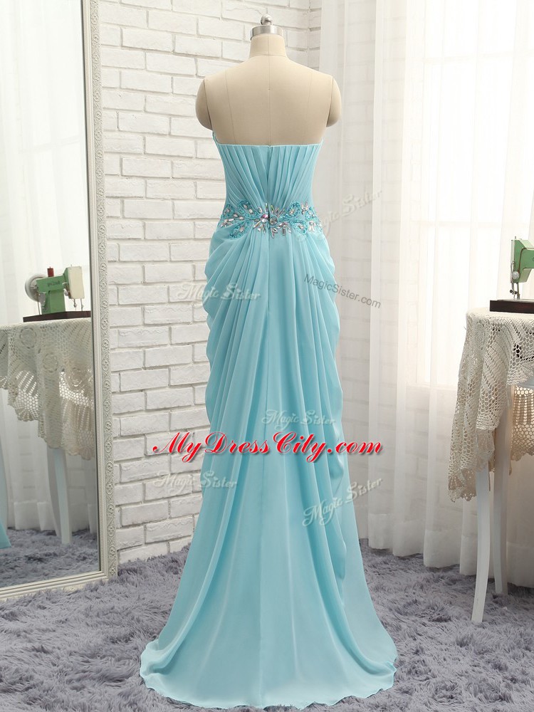 Baby Blue Sleeveless Chiffon Zipper Homecoming Dress for Prom and Party and Military Ball