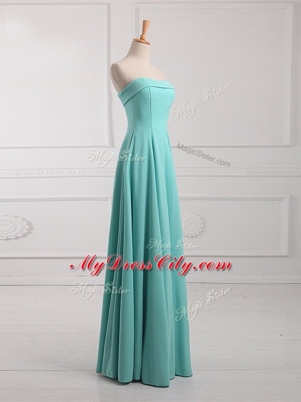 Decent Sleeveless Floor Length Ruching Lace Up Court Dresses for Sweet 16 with Aqua Blue