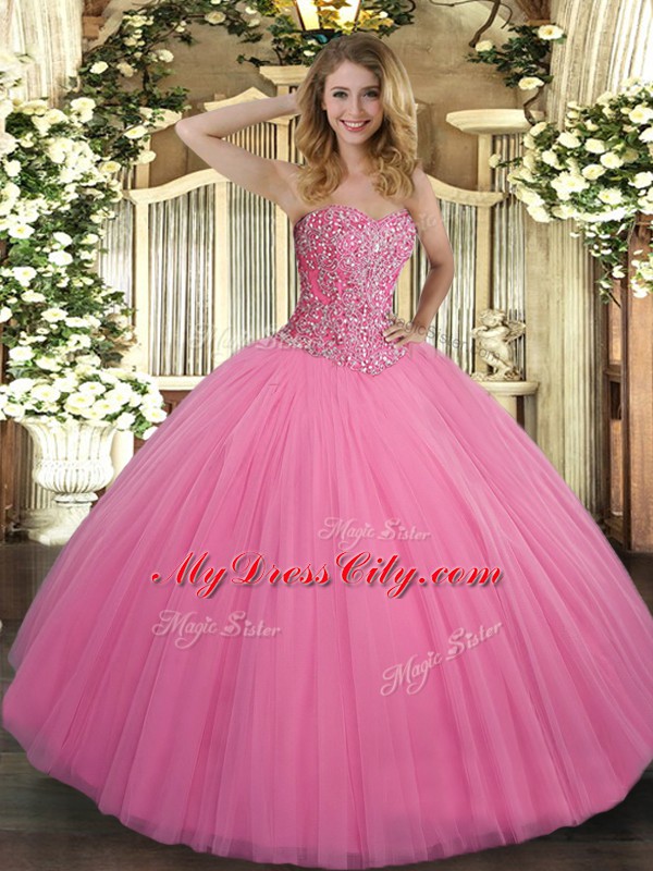 Discount Tulle Sleeveless Floor Length Quinceanera Dresses and Beading