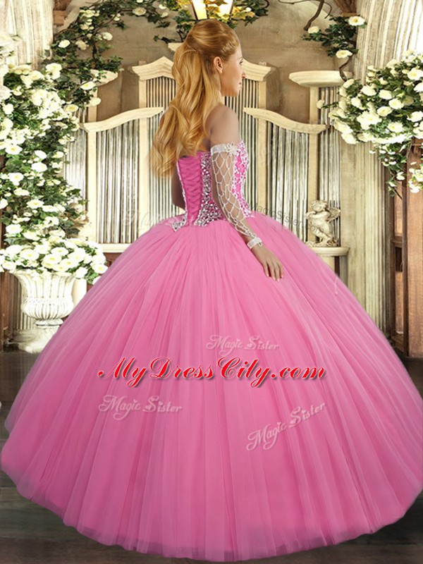 Discount Tulle Sleeveless Floor Length Quinceanera Dresses and Beading