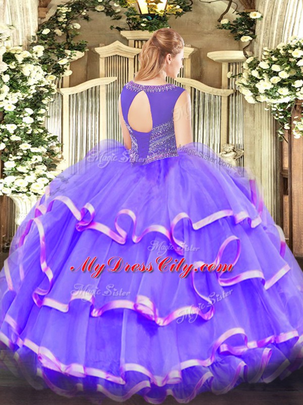 Admirable Floor Length Lace Up Quinceanera Gowns Apple Green for Sweet 16 and Quinceanera with Beading and Ruffles
