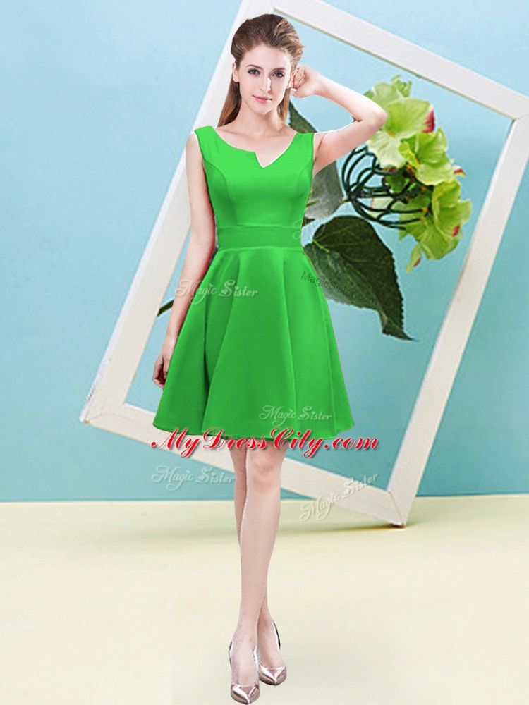 Fancy Green Zipper Asymmetric Ruching Wedding Guest Dresses Satin Sleeveless