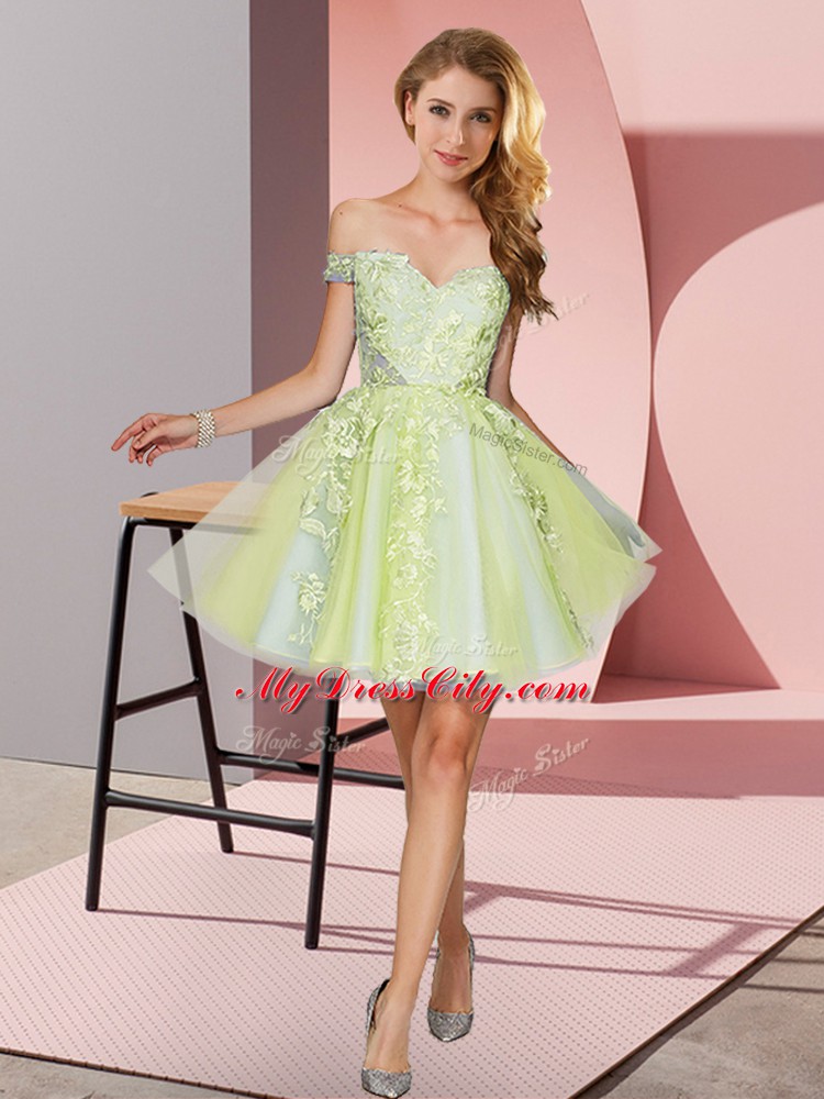 Tulle Sleeveless Mini Length Quinceanera Dama Dress and Appliques