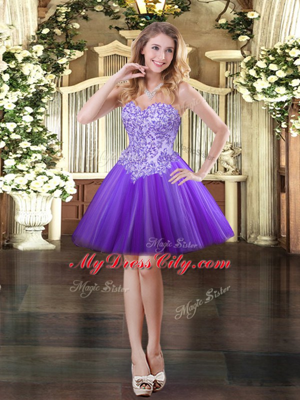 Trendy Eggplant Purple Ball Gowns Sweetheart Sleeveless Tulle Floor Length Lace Up Beading Sweet 16 Quinceanera Dress