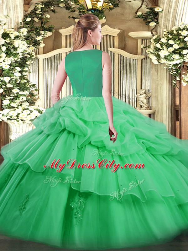 On Sale Organza Sleeveless Floor Length Sweet 16 Dress and Beading and Appliques