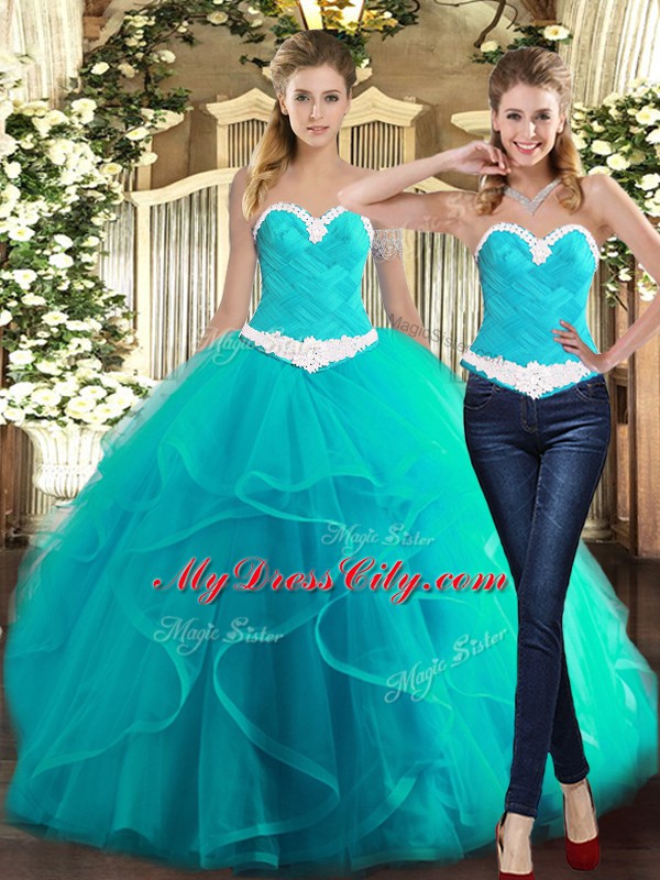 Sleeveless Lace Up Floor Length Ruffles Ball Gown Prom Dress