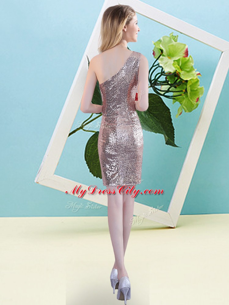 Clearance Column/Sheath Sequined One Shoulder Sleeveless Sequins Mini Length Zipper Prom Dresses