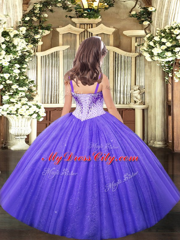 Unique Hot Pink Sleeveless Tulle Lace Up Little Girls Pageant Dress for Sweet 16 and Quinceanera