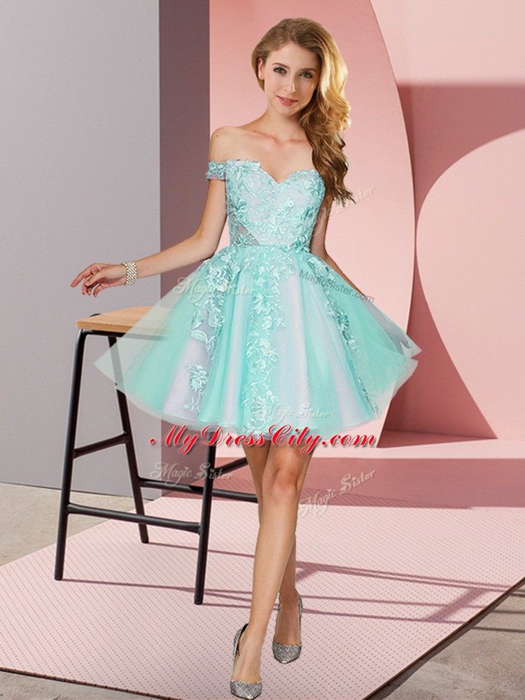 Apple Green Sleeveless Appliques Mini Length Damas Dress