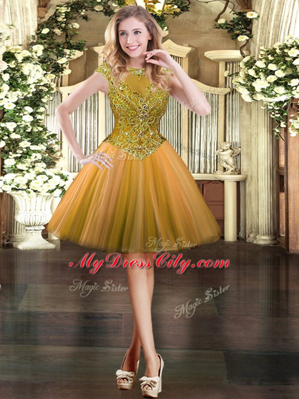 Olive Green Sleeveless Beading Floor Length Sweet 16 Quinceanera Dress