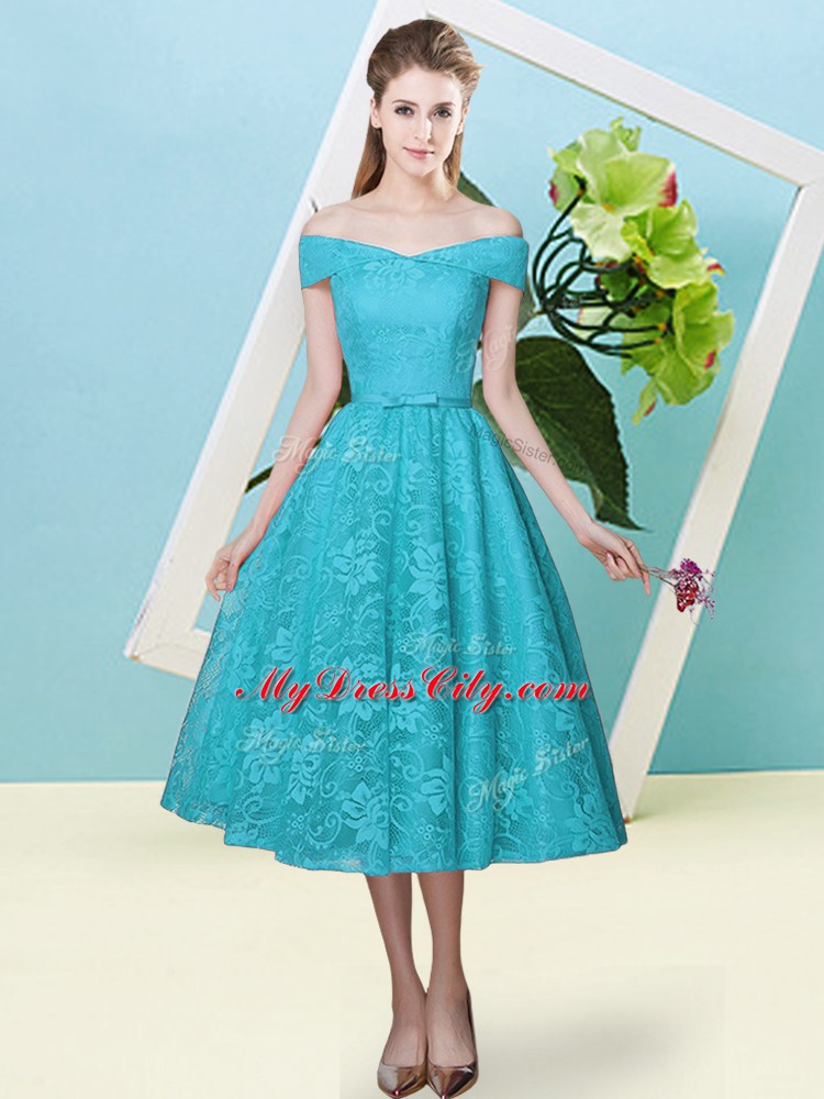 Vintage Cap Sleeves Bowknot Lace Up Quinceanera Dama Dress