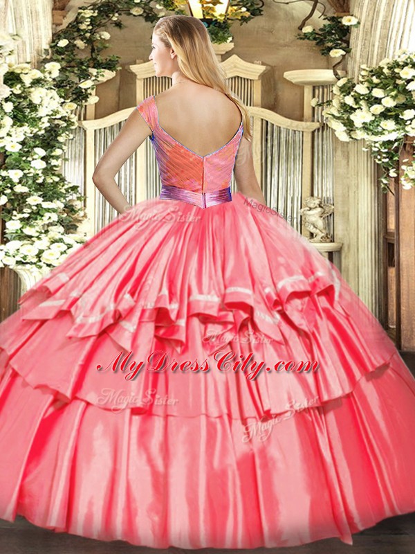 Cute Floor Length Yellow Green Quinceanera Dress Tulle Sleeveless Beading and Ruffled Layers