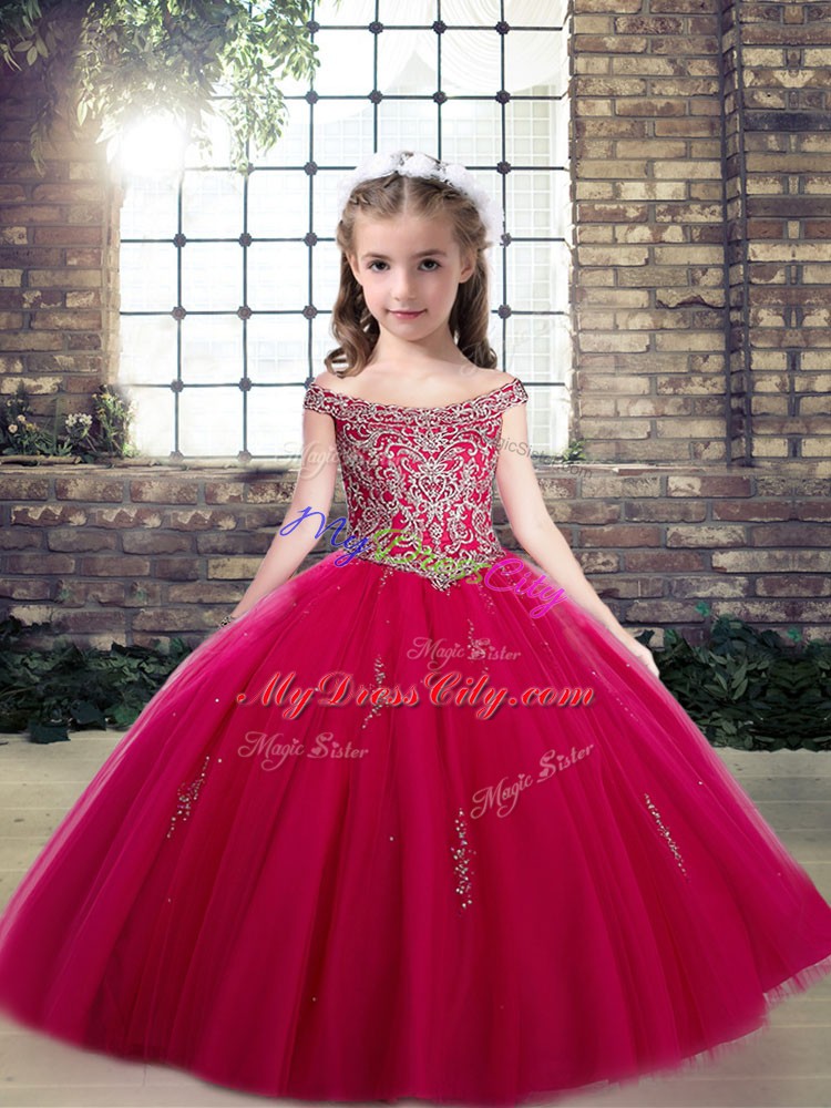 Amazing Sleeveless Lace Up Floor Length Beading and Appliques Custom Made Pageant Dress