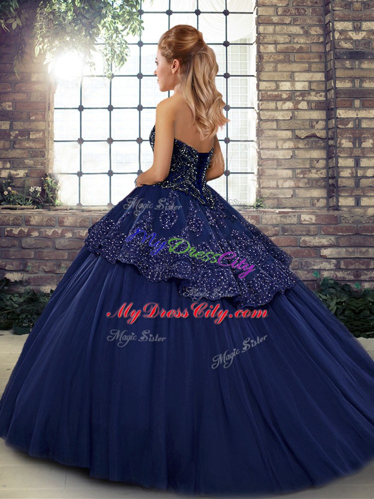 Decent Sleeveless Beading and Appliques Lace Up Quince Ball Gowns