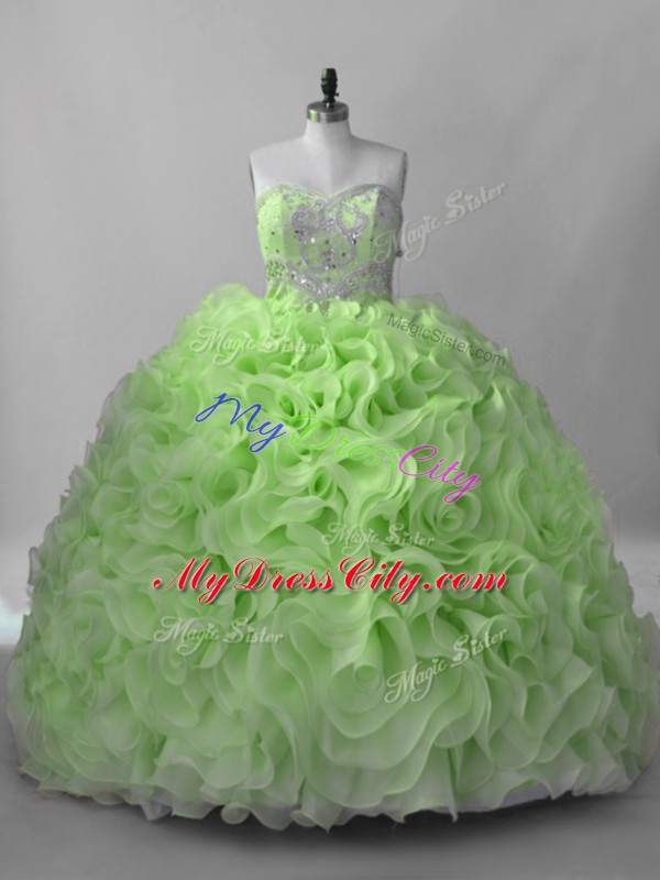 Quinceanera Dress Sweet 16 and Quinceanera with Beading Sweetheart Sleeveless Brush Train Lace Up