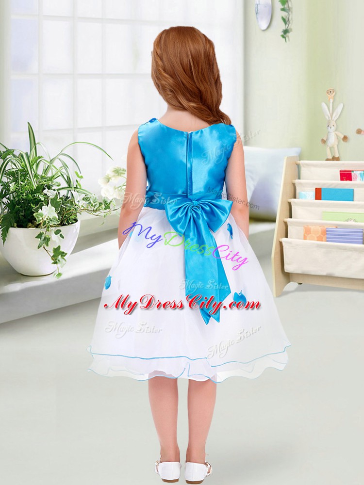 Scoop Sleeveless Organza Flower Girl Dresses for Less Appliques and Bowknot Zipper