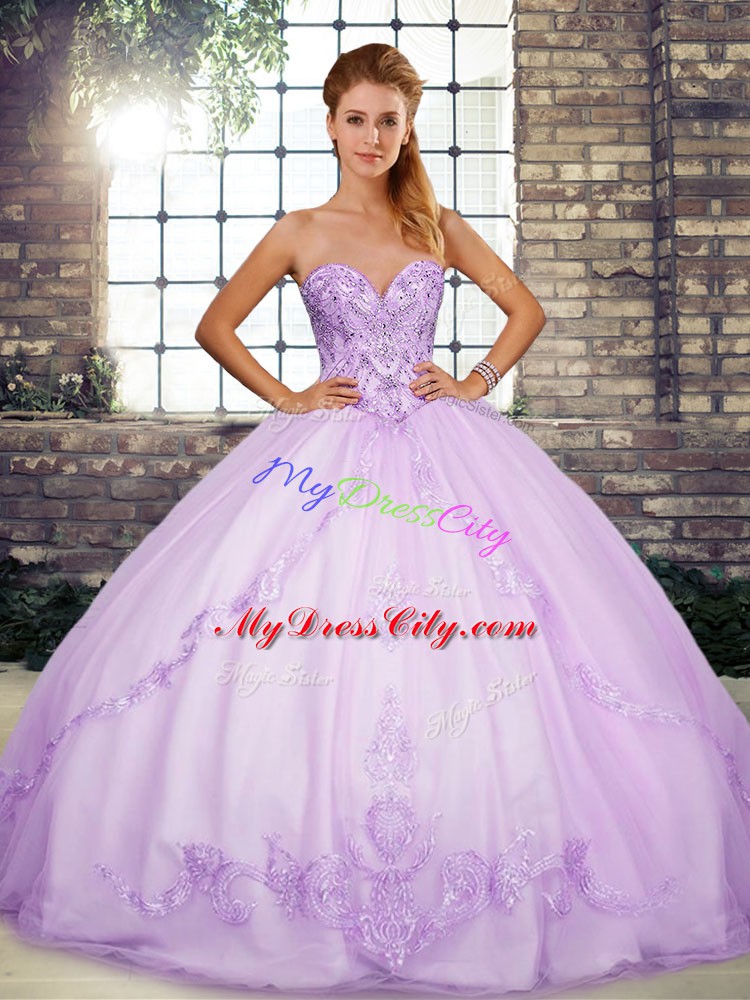 Superior Sleeveless Lace Up Floor Length Beading and Embroidery 15th Birthday Dress