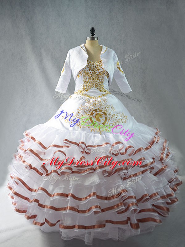 Elegant White Sleeveless Organza Lace Up 15 Quinceanera Dress for Sweet 16 and Quinceanera