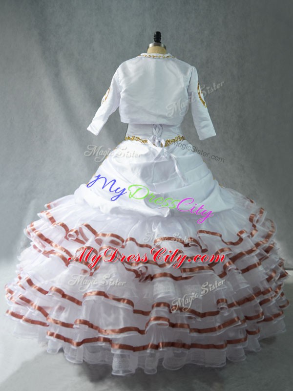 Elegant White Sleeveless Organza Lace Up 15 Quinceanera Dress for Sweet 16 and Quinceanera