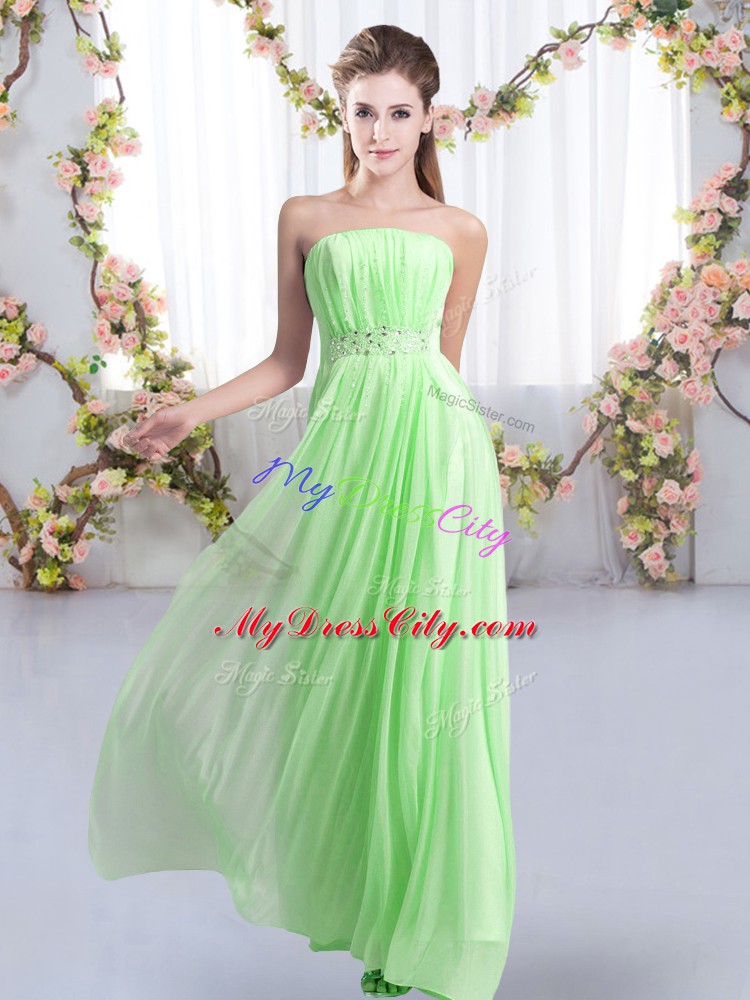 Dama Dress for Quinceanera Strapless Sleeveless Sweep Train Lace Up