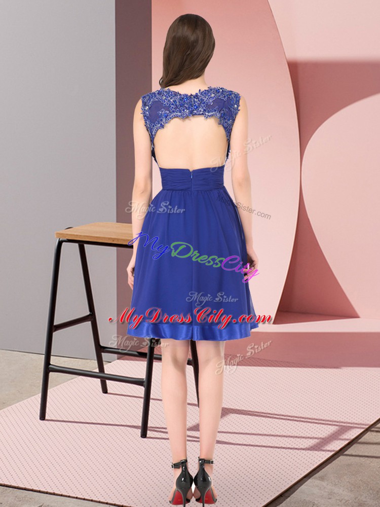Eye-catching Scoop Sleeveless Chiffon Bridesmaid Dresses Beading and Appliques Backless