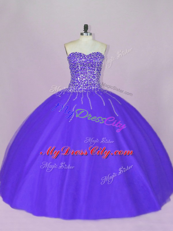 Great Tulle Sleeveless Floor Length Quinceanera Gowns and Beading