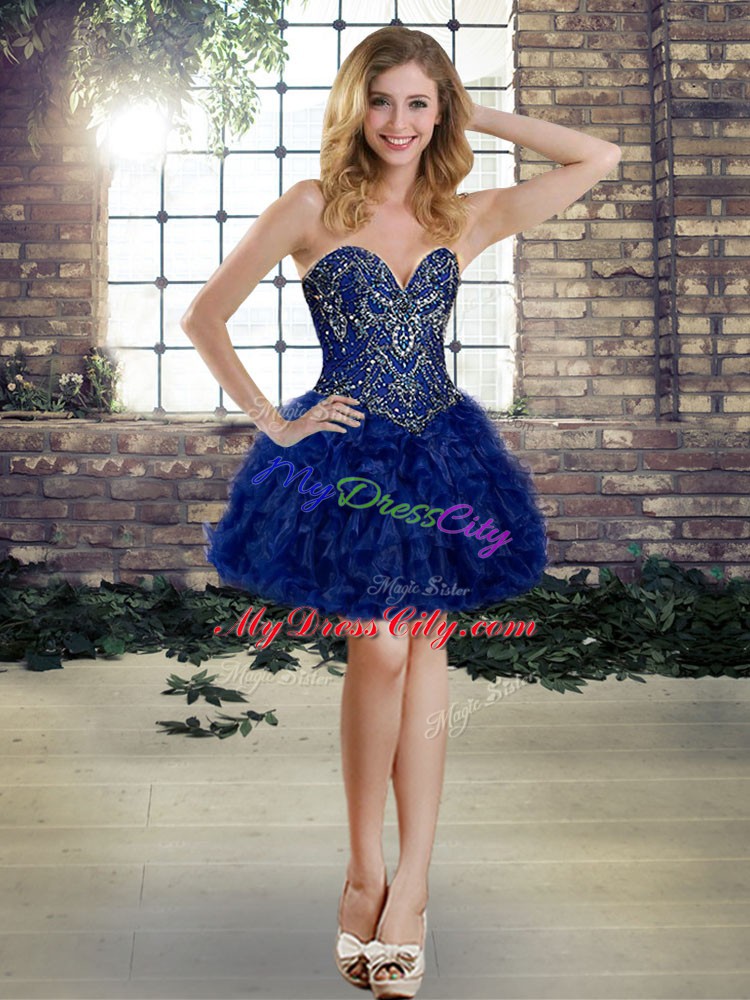 Designer Sweetheart Sleeveless Lace Up Quinceanera Dresses Royal Blue Organza