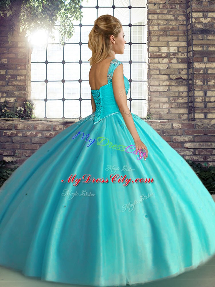 Tulle Off The Shoulder Sleeveless Lace Up Beading Quinceanera Dresses in Yellow Green