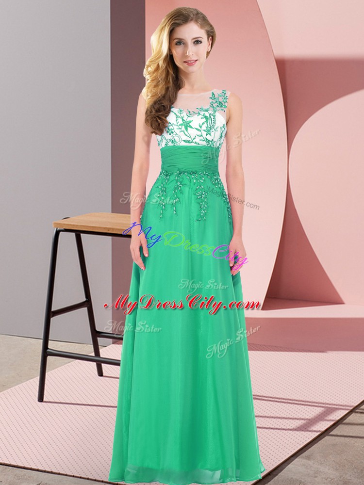 Exquisite Turquoise Vestidos de Damas Wedding Party with Appliques Scoop Sleeveless Backless