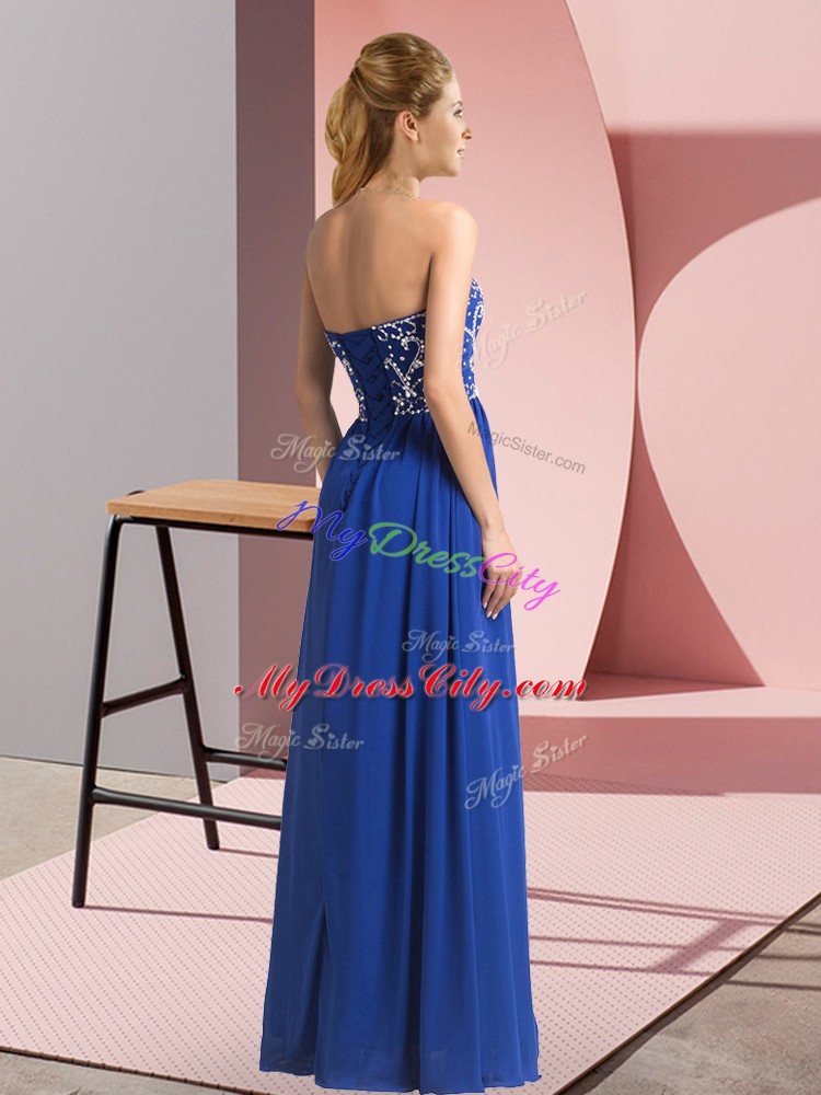 Affordable Chiffon Sleeveless Floor Length Prom Party Dress and Beading