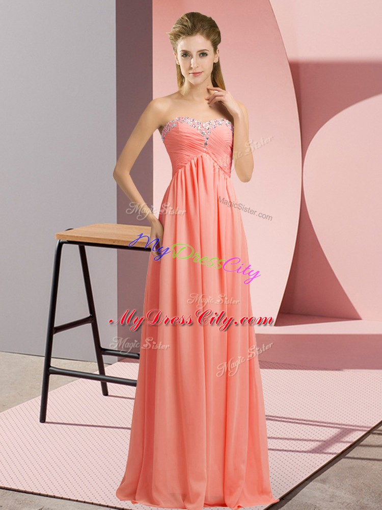 Best Selling Floor Length Watermelon Red Party Dress Halter Top Sleeveless Lace Up