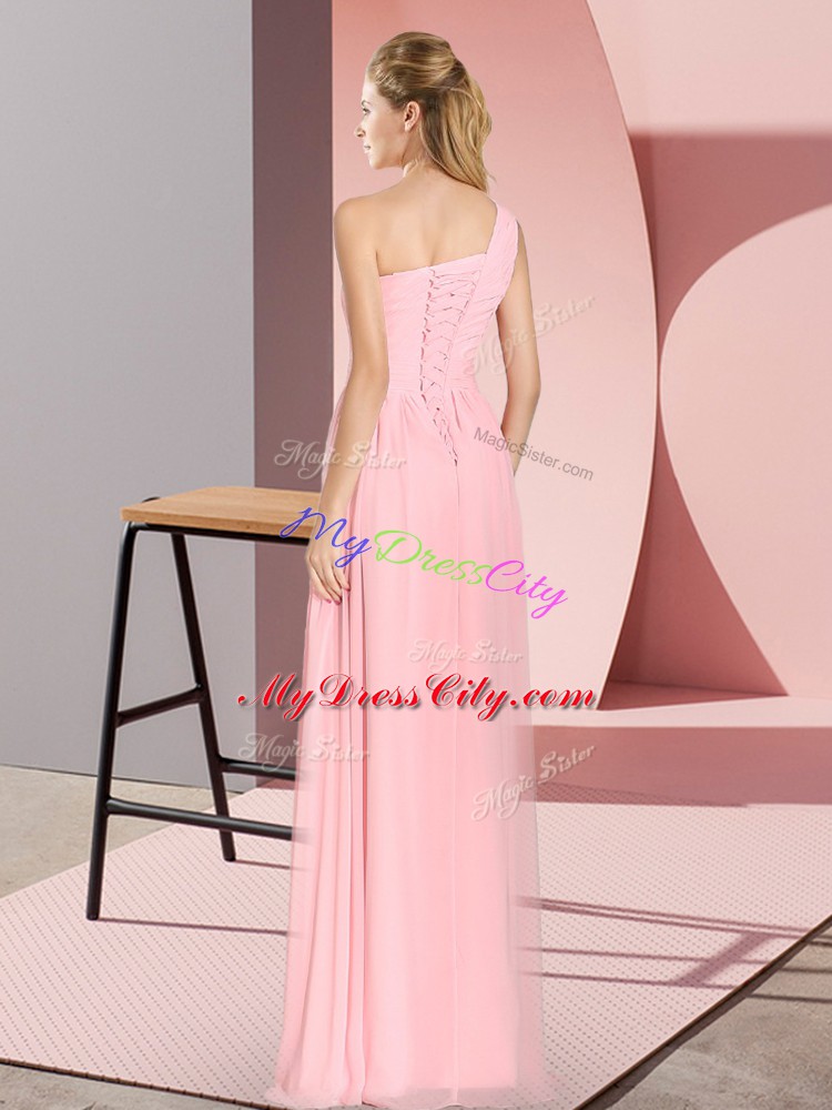 Custom Fit Lilac Sleeveless Ruching Floor Length Homecoming Dress