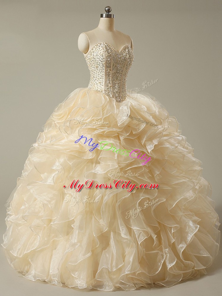 Delicate Sweetheart Sleeveless Organza Quinceanera Dress Beading and Ruffles Lace Up