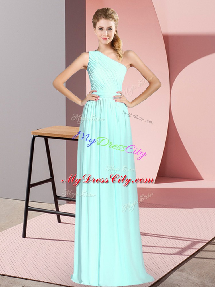 Apple Green Lace Up Ruching Sleeveless Floor Length