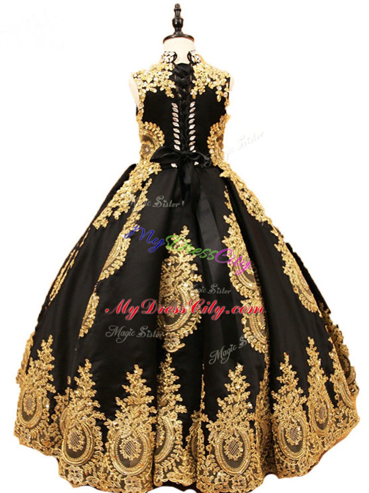 On Sale Sleeveless Lace Up Floor Length Beading Pageant Gowns For Girls