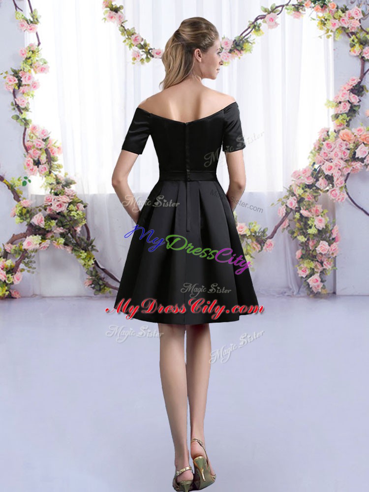 Fabulous Mini Length A-line Short Sleeves Black Quinceanera Dama Dress Zipper