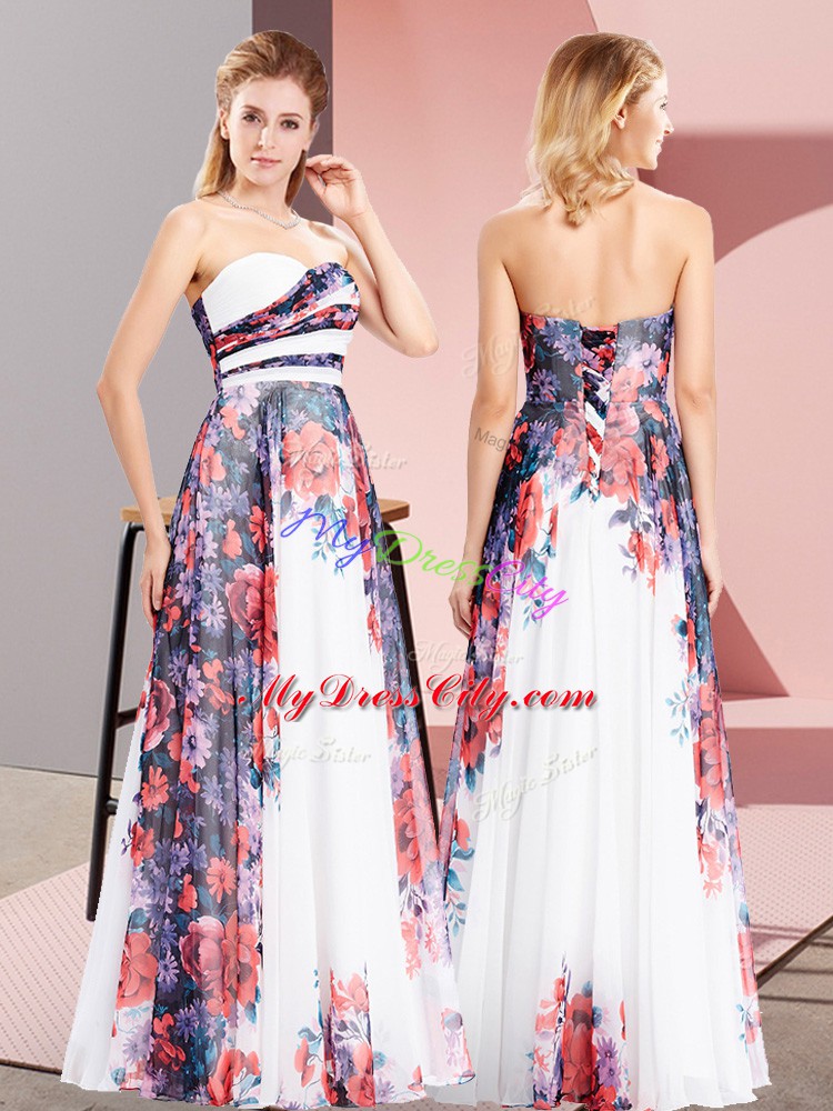 White Sweetheart Neckline Pattern Prom Evening Gown Sleeveless Lace Up