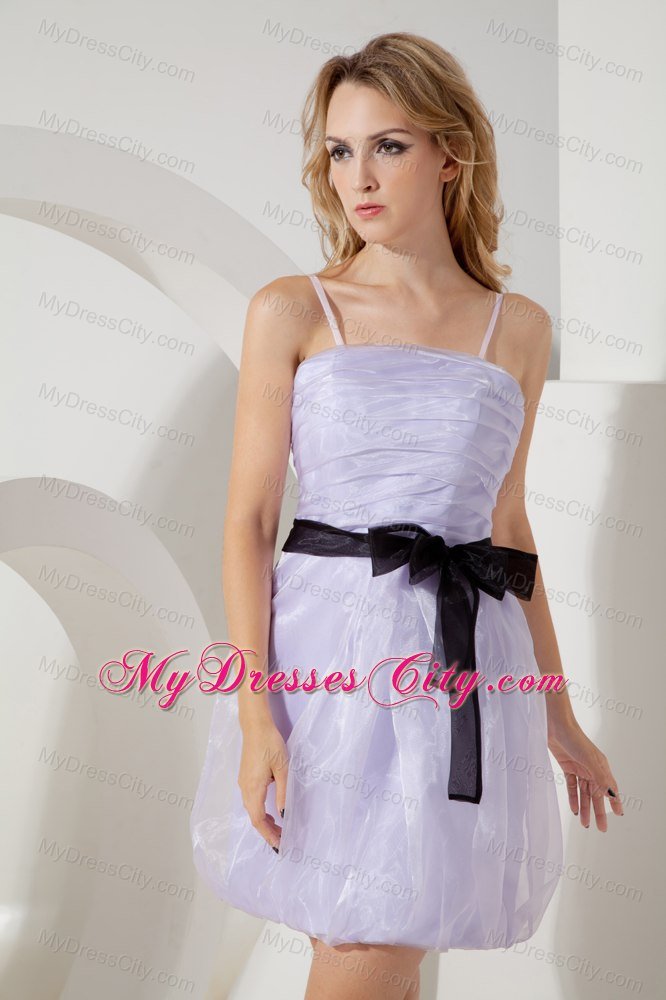 Mini Ruched Lilac Spaghetti Straps Bowknot Bridesmaid Dress