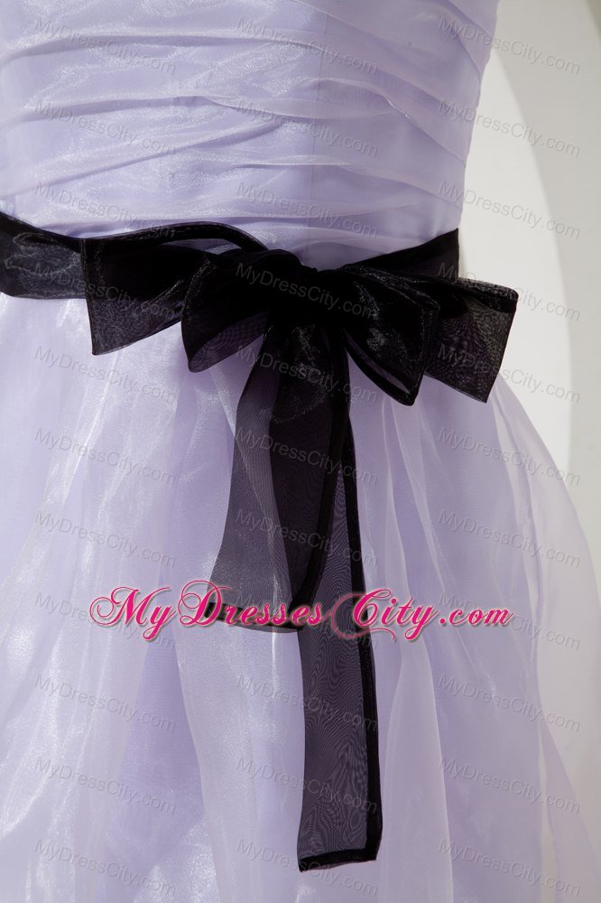 Mini Ruched Lilac Spaghetti Straps Bowknot Bridesmaid Dress