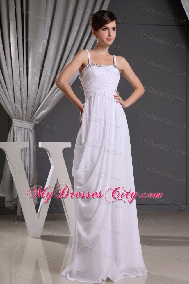 White Straps Beaded Sweetheart Asymmetric Prom Dress