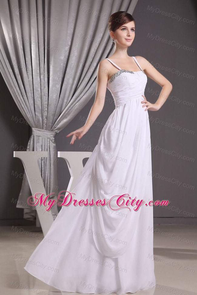 White Straps Beaded Sweetheart Asymmetric Prom Dress