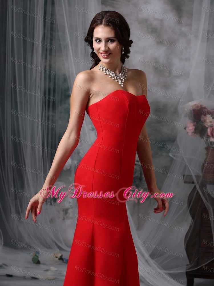 Sweetheart Red Prom Gown Dress in Mermaid Chiffon Design