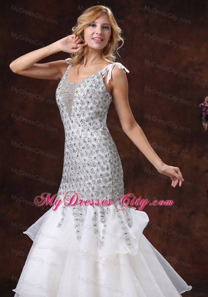 Memraid Straps V-neck Lace Prom Dress With Ruffled Layers