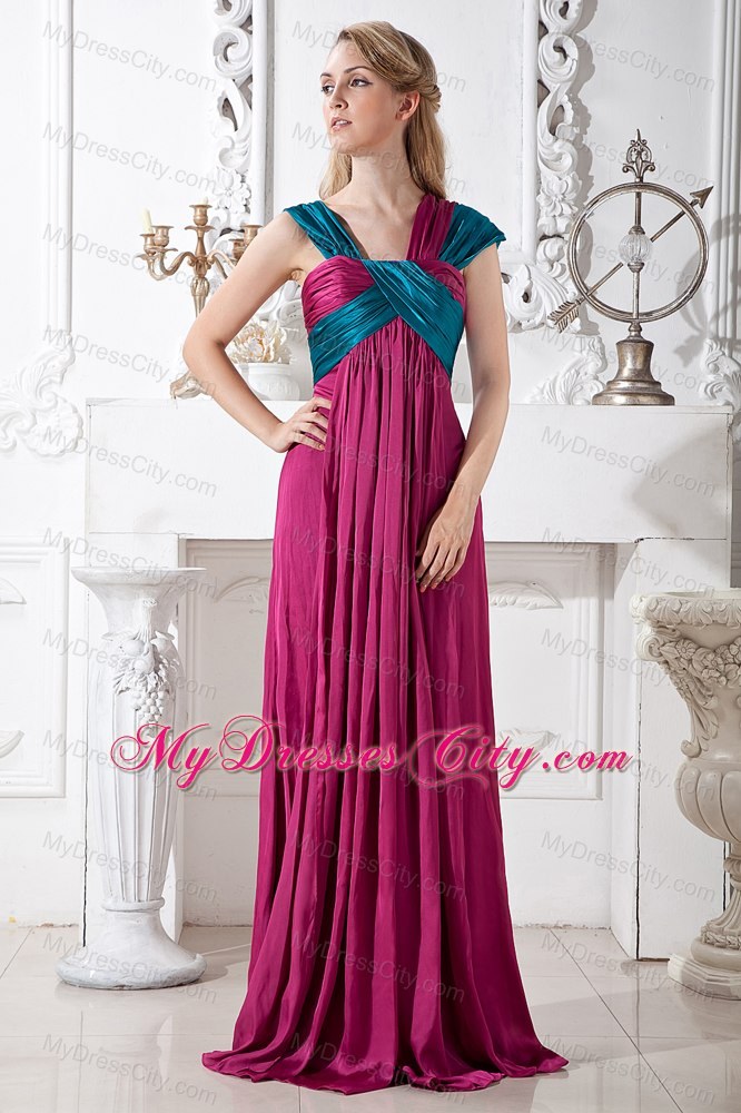 Two-toned Brush Train Prom Dress with Ruching under 200