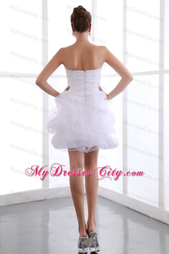 White Taffeta Mini-length Sweetheart Prom Dress with Pick-ups